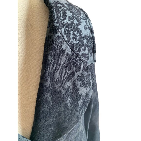J Jill Floral Velvet Embossed Jacquard Button Up Blazer Black Size 20 - Picture 4 of 11